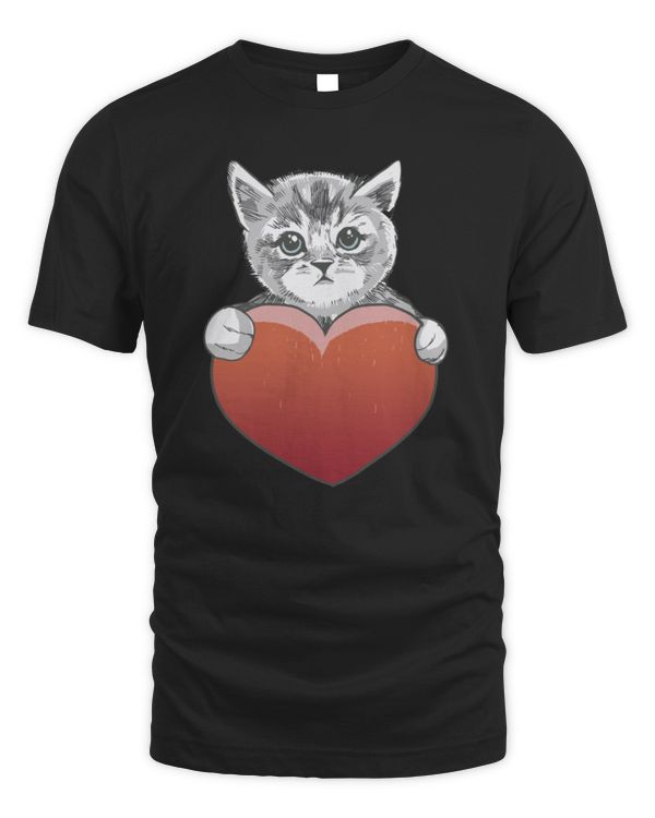 A Cute Cat With a Heart Love Valentines Day Shirt